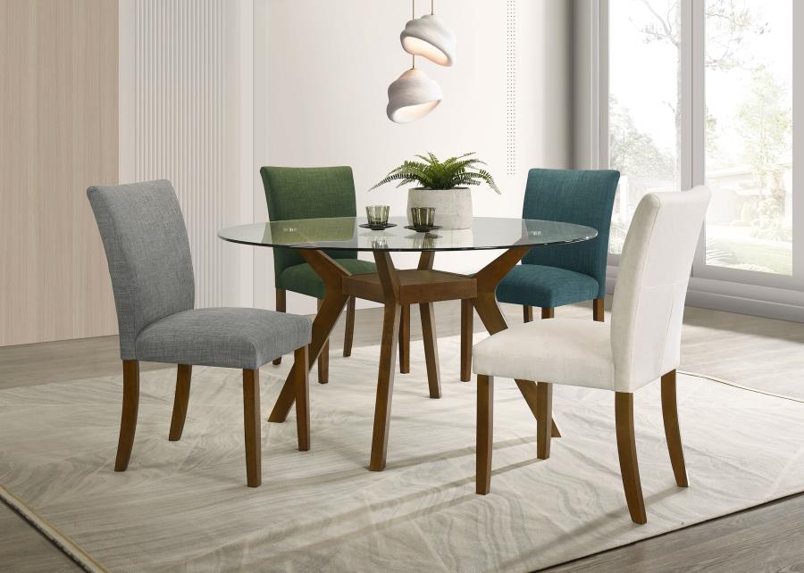 Paxton Round 48-inch Glass Top Wood Dining Table Brown - 122180BG