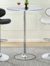Thea Round 28-inch Glass Top LED Bistro Bar Table Chrome - 122400