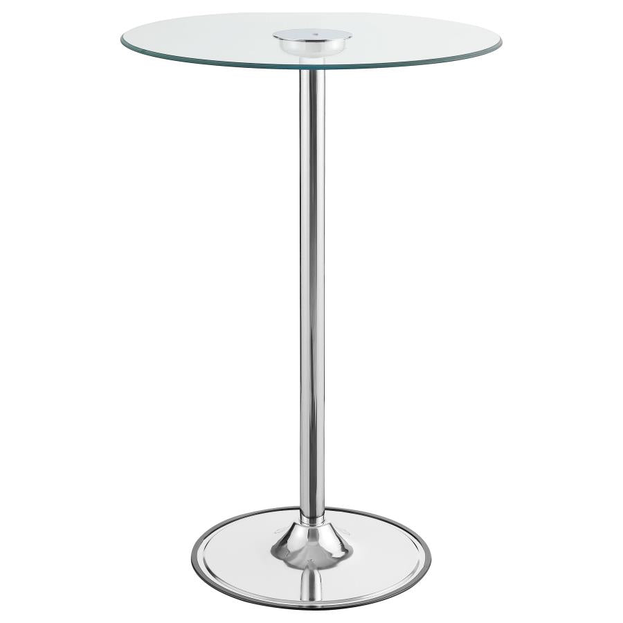Thea Round 28-inch Glass Top LED Bistro Bar Table Chrome - 122400