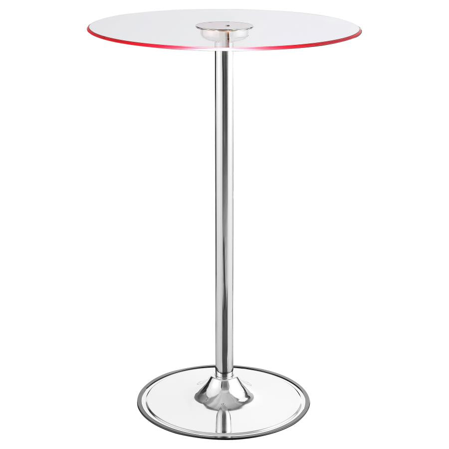 Thea Round 28-inch Glass Top LED Bistro Bar Table Chrome - 122400