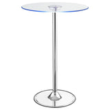 Thea Round 28-inch Glass Top LED Bistro Bar Table Chrome - 122400