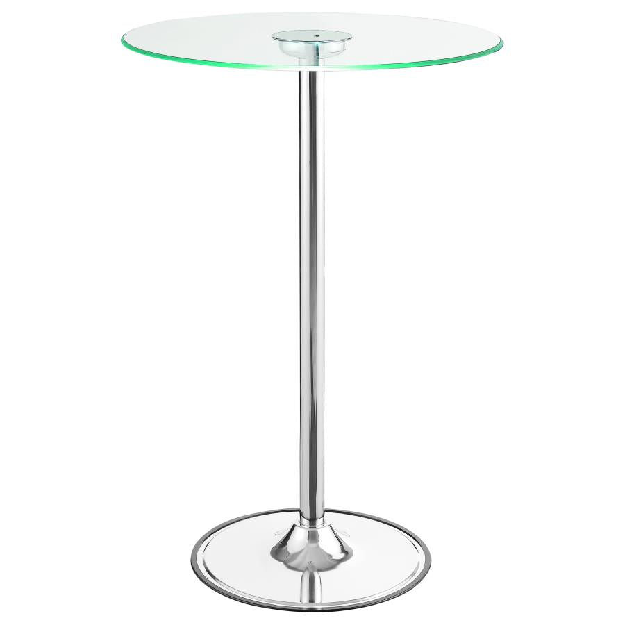 Thea Round 28-inch Glass Top LED Bistro Bar Table Chrome - 122400