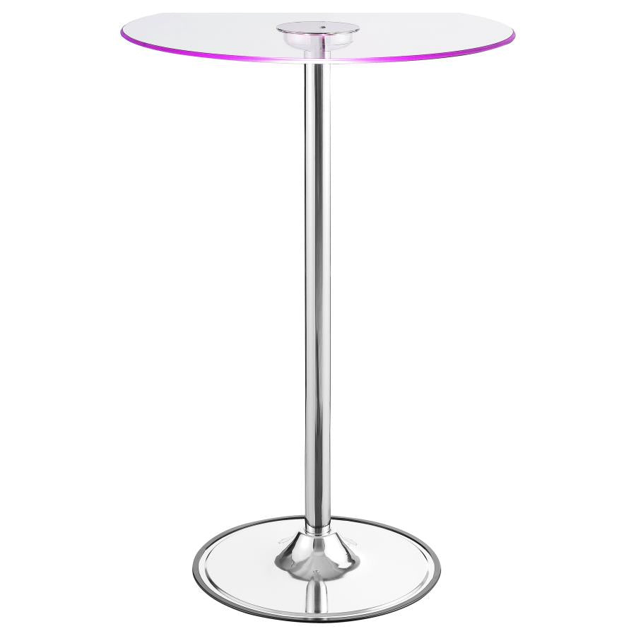 Thea Round 28-inch Glass Top LED Bistro Bar Table Chrome - 122400