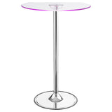 Thea Round 28-inch Glass Top LED Bistro Bar Table Chrome - 122400