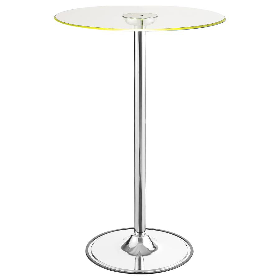 Thea Round 28-inch Glass Top LED Bistro Bar Table Chrome - 122400