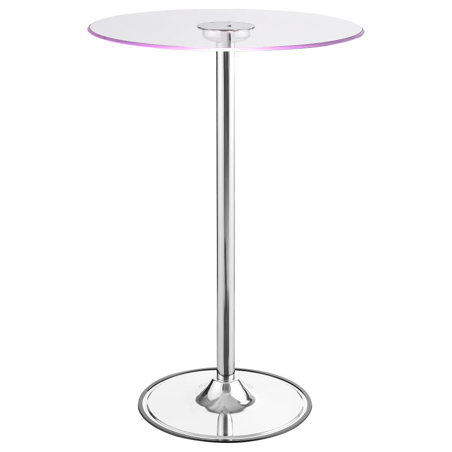 Thea Round 28-inch Glass Top LED Bistro Bar Table Chrome - 122400