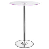 Thea Round 28-inch Glass Top LED Bistro Bar Table Chrome - 122400