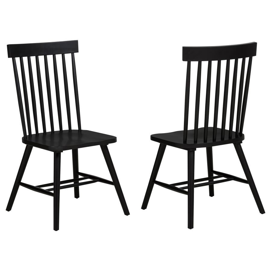 Andrews Windsor Spindle Back Dining Side Chair Black (Set of 2) - 122502BLK