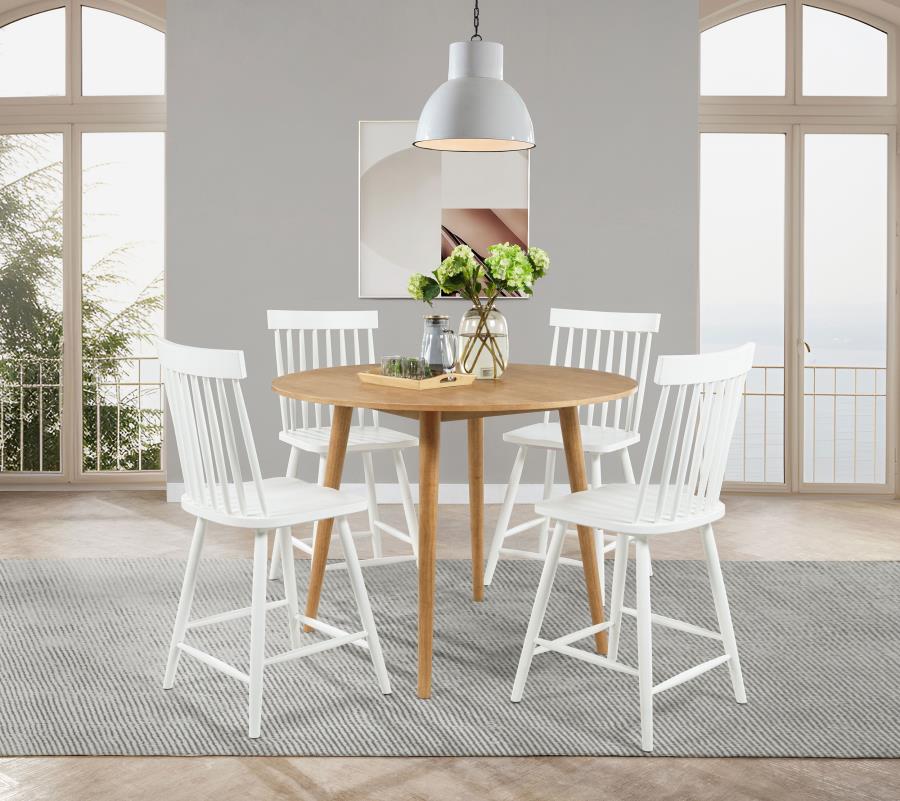 Andrews 5-piece Round Counter Dining Set Light Ash and White - 122508-S5W