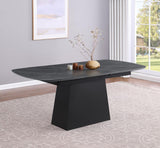 Potero 73-inch Faux Marble Extension Leaf Dining Table Black - 123131