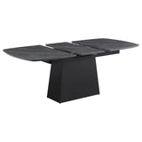Potero 73-inch Faux Marble Extension Leaf Dining Table Black - 123131