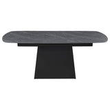 Potero 73-inch Faux Marble Extension Leaf Dining Table Black - 123131