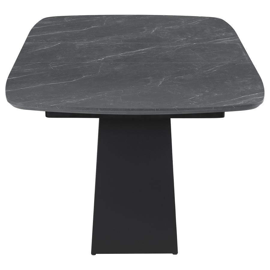 Potero 73-inch Faux Marble Extension Leaf Dining Table Black - 123131