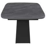 Potero 73-inch Faux Marble Extension Leaf Dining Table Black - 123131