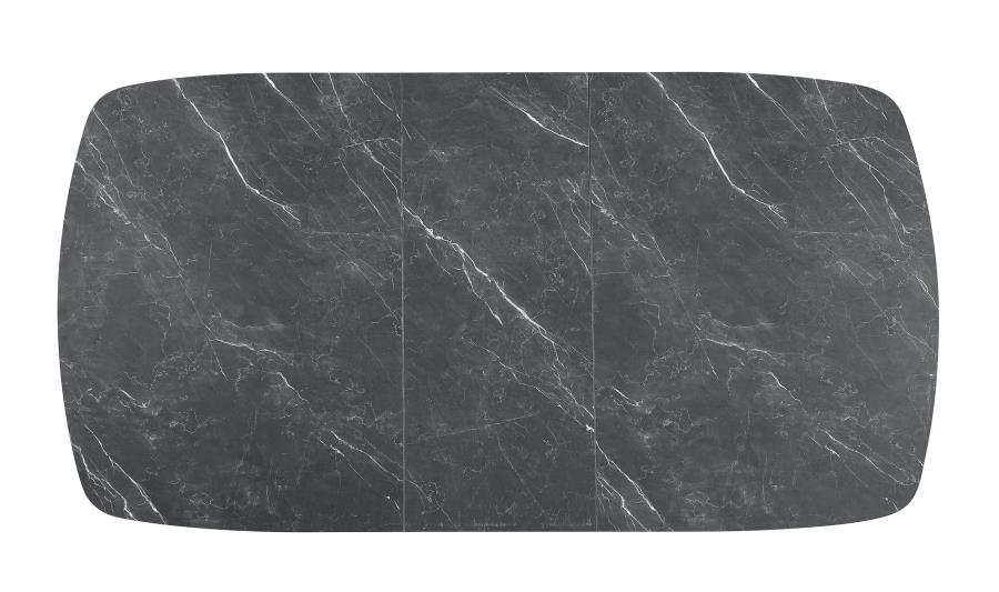 Potero 73-inch Faux Marble Extension Leaf Dining Table Black - 123131