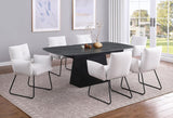 Potero 73-inch Faux Marble Extension Leaf Dining Table Black - 123131