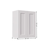 Shaker Wall Cabinet With Soft Close Hinges, Adjustable Shelves, Double Door