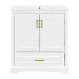 Bathroom Vanity With Sink, 1 Divided Drawer And 2 Soft Close Doors With Double Shelf