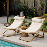 Outdoor Folding Chair With Adjustable Backrest (Set of 2)