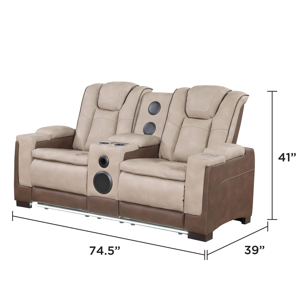 Bruno - Power Reclining Loveseat With Bluetooth Speakers