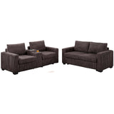 Modern Style 2 Piece Sofa Set With Cup Holders & Charging Port
