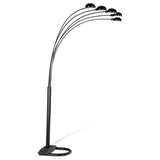 Kayd 92-inch Arc 5-light Dome Shade Metal Floor Lamp Black - 1297A