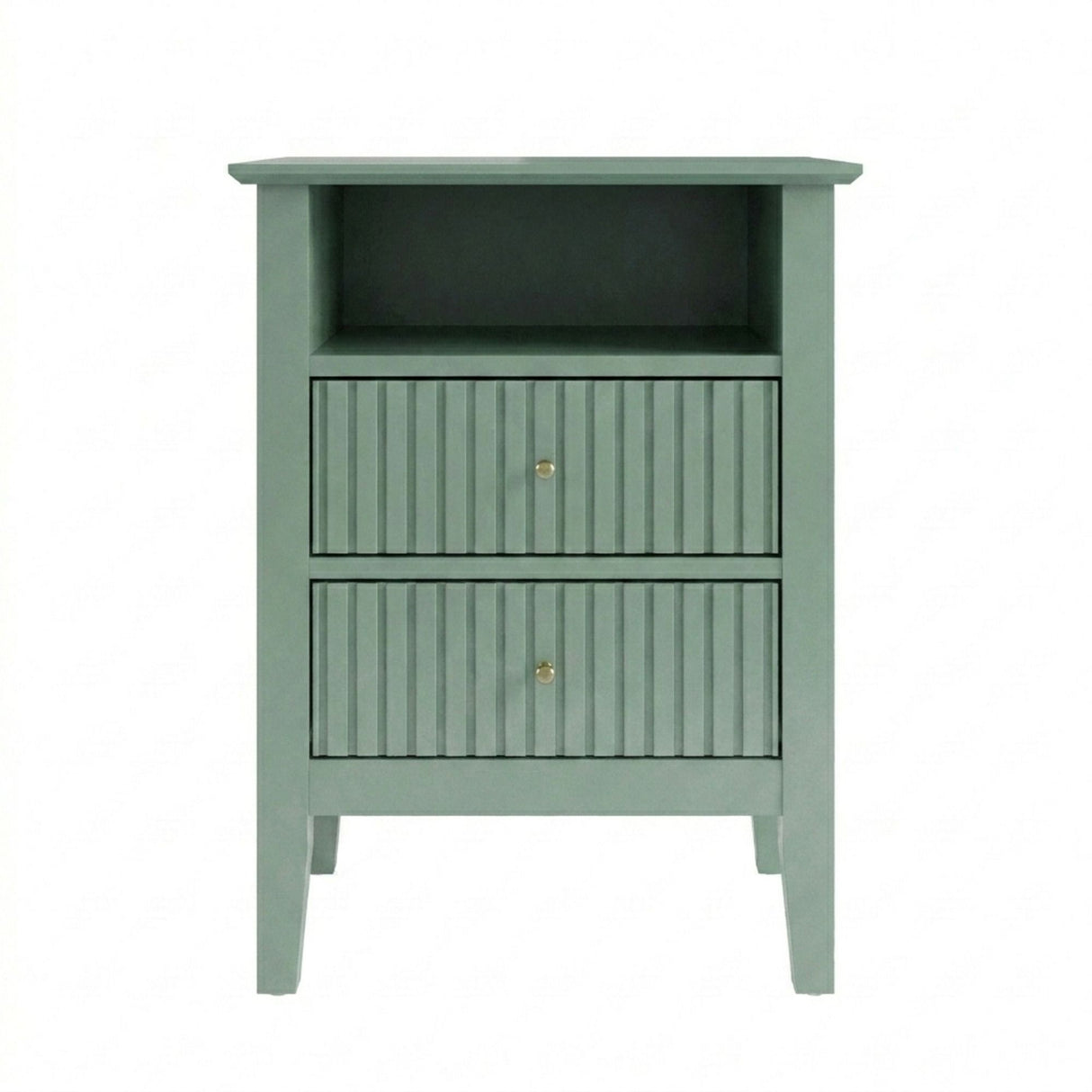 Fluted Nightstand With 2 Drawers