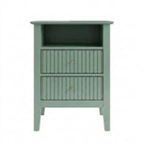 Fluted Nightstand With 2 Drawers