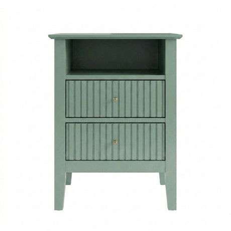 Fluted Nightstand With 2 Drawers