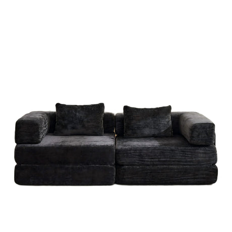 Convertible Floor Sofa Bed With Pillow Back Support Armrest