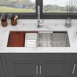 Undermount Workstation Kitchen Sink Stainless Steel Single Bowl