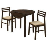 Bucknell 3-piece Round Drop Leaf Dining Table Set Cappuccino - 130005