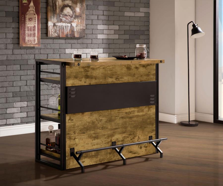 Renaldi 3-shelf Home Bar Wine Cabinet Rustic Nutmeg - 130071