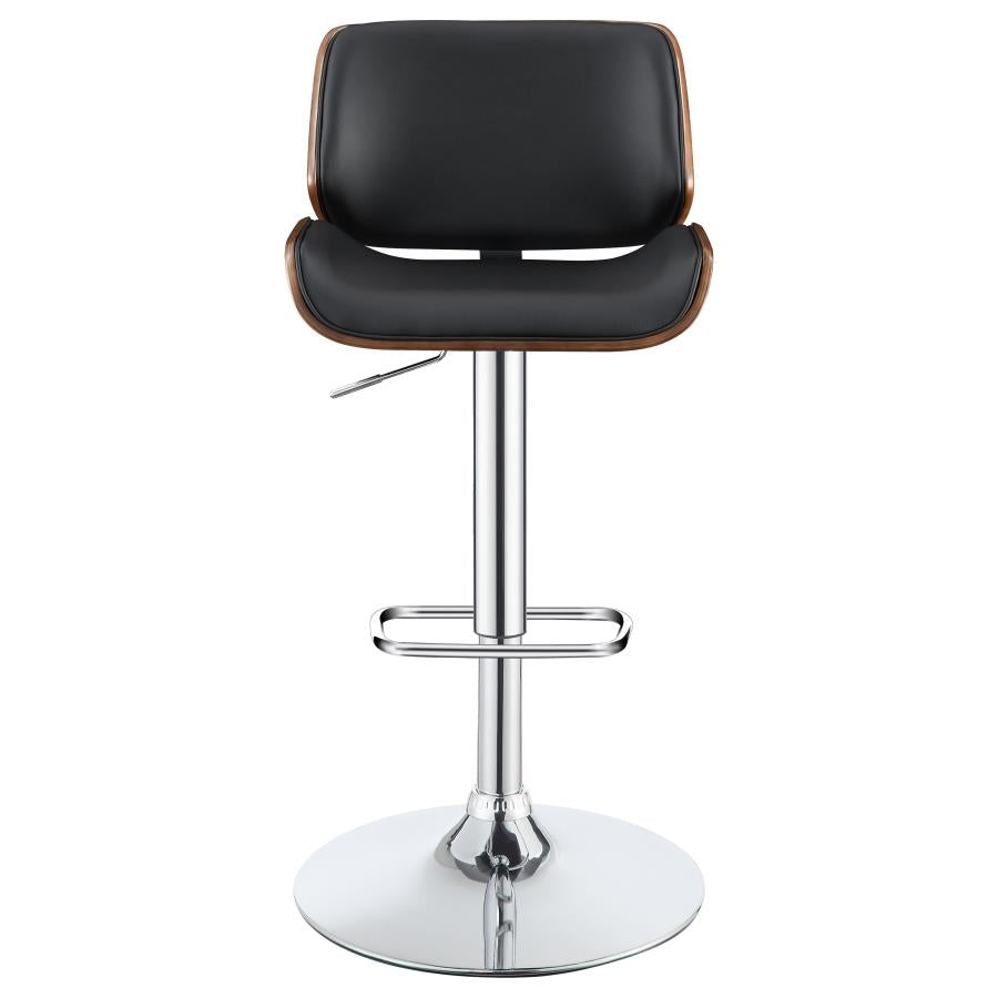 Folsom Upholstered Adjustable Bar Stool Black and Chrome - 130502