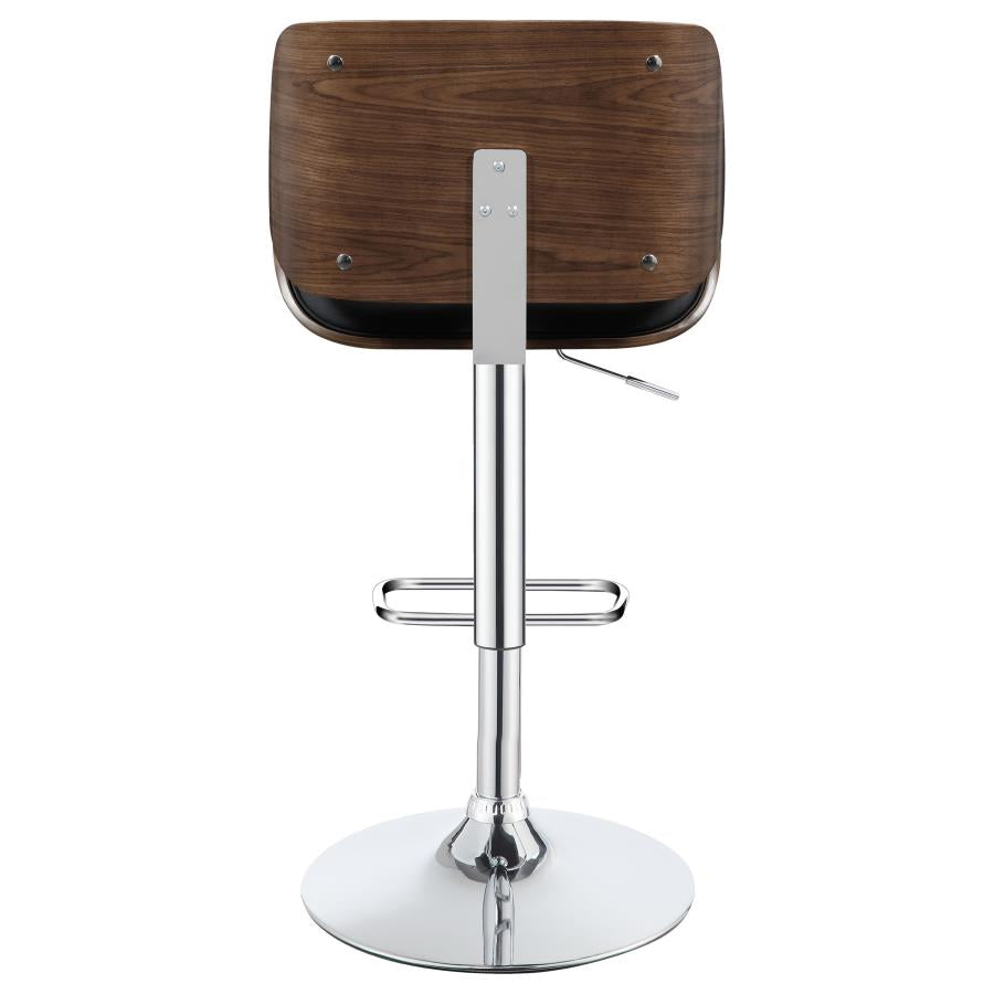 Folsom Upholstered Adjustable Bar Stool Black and Chrome - 130502