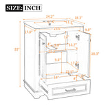 Bathroom Vanity With Ceramic Sink Combo, Modern Freestanding Storage Cabinet With Silver Handles
