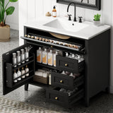 Bathroom Vanity With Sink, Cabinet With 3 Drawers And Adjustable Shelf