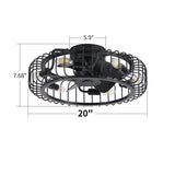 Flush Mount Ceiling Fan With Lights, Low Profile Fandelier With E12 Sockets, Reversible DC Motor, 6 Speeds - Black