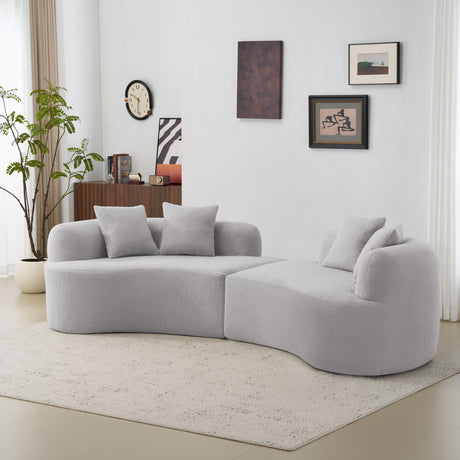 Curved 4 Seater Sofa For Small Spaces - Gray