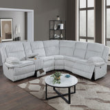 U-Shaped Sectional Sofa With Console Cup Holder, Storage Drawer, Manual Reclining