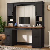 Farmhouse Computer Desk With Hutch