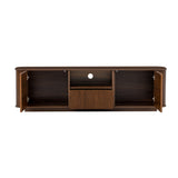 70" TV Stand With Ample Storage, Curved Corners - Dark Brown