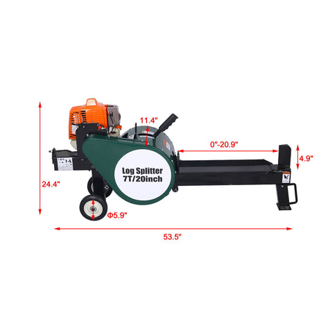 Portable Double Flywheel Electric Log Splitter 7 Ton Gas Log Splitter With Auto Return Steel - Gray