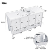 Bathroom Vanity With Separate Sink, Soft Close Doors And 4 Drawers