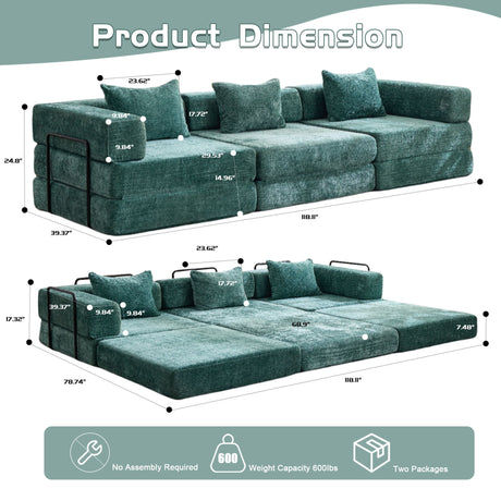 Convertible Floor Sofa Bed, Boneless Modular Sectional Sofa For Living Room