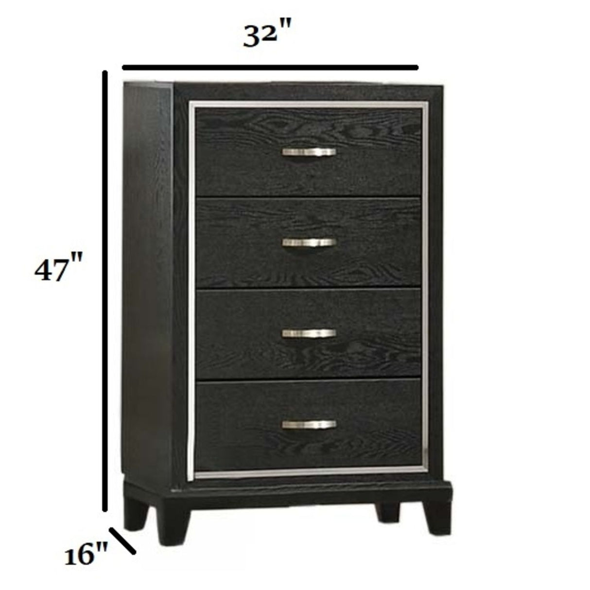 1 Piece Chest Tapered Legs Bedroom Furniture - Black