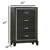 1 Piece Chest Tapered Legs Bedroom Furniture - Black