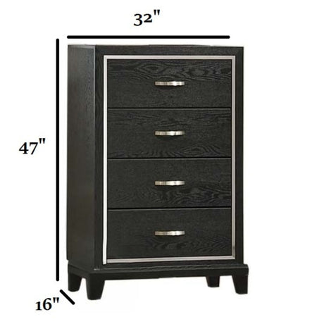 1 Piece Chest Tapered Legs Bedroom Furniture - Black
