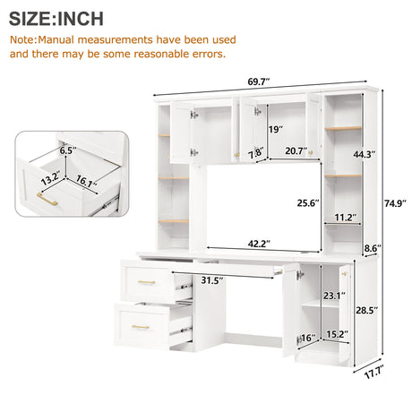 Computer Desk With Hutch, Workstation With Desk Grommet & Keyboard Tray