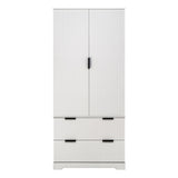 Fluted Kitchen Pantry Cabinet With 2 Large Drawers & 8 Door Spice Rack
